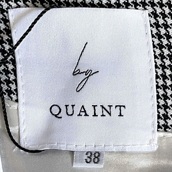 Quaint by Durlana Quantas Noemi Houndstooth Mesh Cutout Crystal Dress 38 NWT US6 - Picture 11 of 11